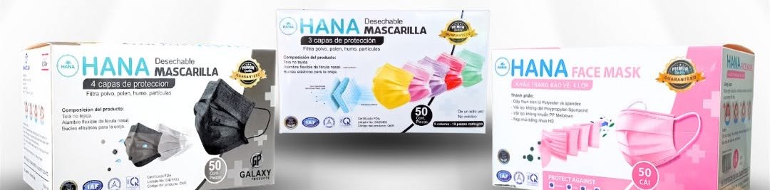 Cajas de cubrebocas Hana de 3 y 4 capas