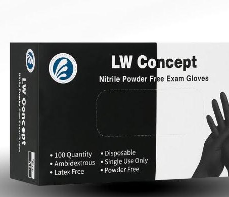 Caja de guantes de nitrilo LW Concept negros